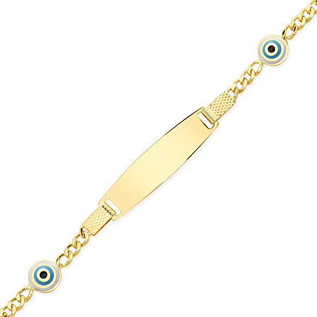 Nazar Boncuk Mineli Altın Çocuk Künyesi (CKN0037)