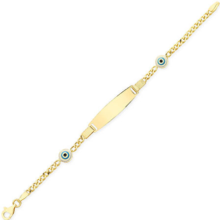 Nazar Boncuk Mineli Altın Çocuk Künyesi (CKN0037)