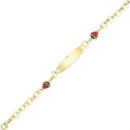 Çilek Modelli Altın Kız Çocuk Künyesi (CKN0043)