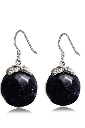 Sertifikalı Doğal Mavi Jasper Yıldız Taşı Doğal Taş Kolye Küpe Seti