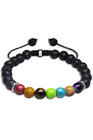 Para Şifa Huzur Sertifikalı Doğal Lav Mercan Akik Kaplan Gözü Varisit Firuze Jasper Ametist Bileklik