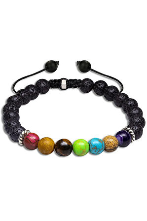 Para Şifa Huzur Sertifikalı Doğal Lav Mercan Akik Kaplan Gözü Varisit Firuze Jasper Ametist Bileklik