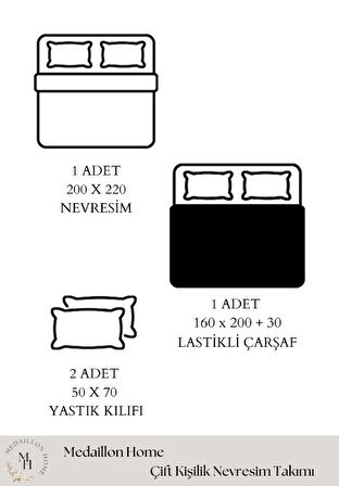 Somon %100 Pamuklu Lastikli Çarşaflı Çift Kişilik Nevresim Takımı