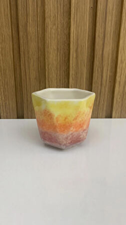 Çok Renkli Seramik Espresso Fincan Kupa 2 Adet %100 El Yapımı