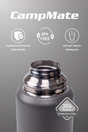 750 ML Çift Katlı Çelik Termos-24 Saat Sıcak, 48 Saat Soğuk,(Kamp, Piknik, Ofis, Seyahat)