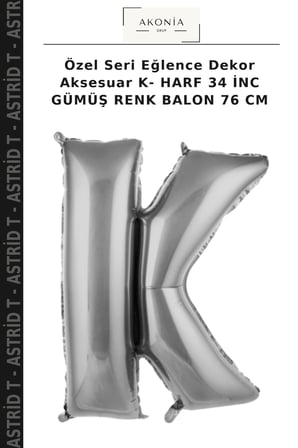 Özel Seri Eğlence Dekor Aksesuar K- HARF 34 İNC GÜMÜŞ RENK BALON 76 CM
