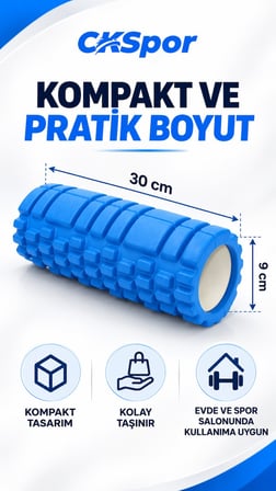 CKSPOR Foam Roller 30 cm Tırtıklı Masaj Rulosu Pilates Yoga Fitness Esneme ve Kas Masajı Egzersiz Ru