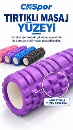 CKSPOR Foam Roller 30 cm Tırtıklı Masaj Rulosu Pilates Yoga Fitness Esneme ve Kas Masajı Egzersiz Ru