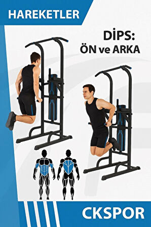CKSpor Barfiks Çekme Duvarı Güç Kulesi Barfiks Çok Fonksiyonlu Spor Aleti CKS-76