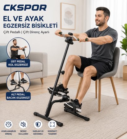 CKSPOR Çift Pedallı El Ayak Egzersiz Bisikleti Kol ve Bacak Çalıştırma Rehabilitasyon ve Kondisyon A