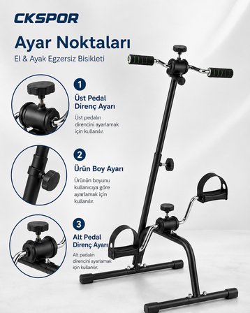 CKSPOR Çift Pedallı El Ayak Egzersiz Bisikleti Kol ve Bacak Çalıştırma Rehabilitasyon ve Kondisyon A