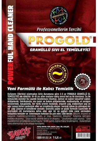 Yetiş Kimya Progold Granüllü Sıvı El Temizleyici 1 kg Arındırıcı Özellikli Doğal Formül