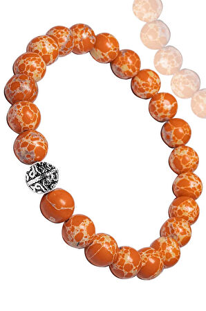 Sertifikalı Gümüş Aparatlı Turuncu Varisit Taşı Bileklik