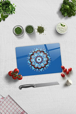 Cam Kesme Tahtası - Cam Kesme Tablası | Mandala Nazar Boncuğu | 20cm x 30cm