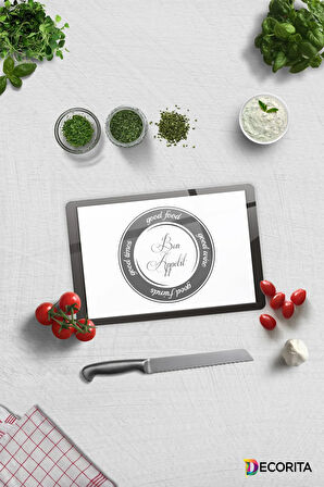 Cam Kesme Tahtası - Cam Kesme Tablası | Good Food - Beyaz Fon | 20cm x 30cm