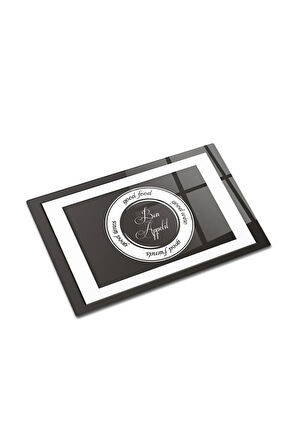Cam Kesme Tahtası - Cam Kesme Tablası | Good Food - Siyah Fon | 20cm x 30cm
