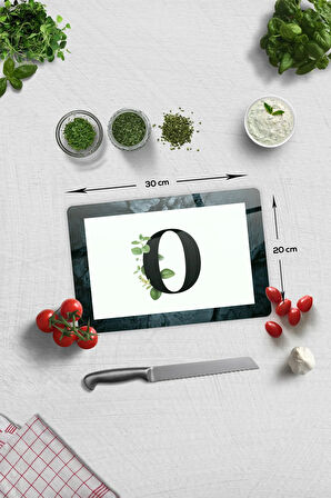Cam Kesme Tahtası - Cam Kesme Tablası | Harfli Tasarım | O | 20cm x 30cm