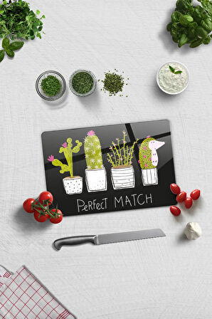 Cam Kesme Tahtası | Cam Kesme Tablası | Perfect Match | Siyah Fon | 20cm x 30cm