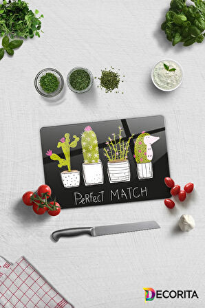 Cam Kesme Tahtası | Cam Kesme Tablası | Perfect Match | Siyah Fon | 20cm x 30cm