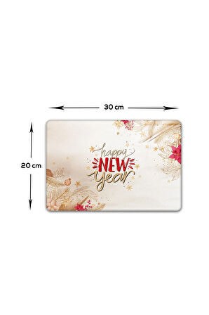 Cam Kesme Tahtası - Cam Kesme Tablası | Happy New Year - Gold | 20cm x 30cm