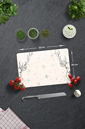 Cam Kesme Tahtası - Cam Kesme Tablası | Krem Geyikli 20cm x 30cm