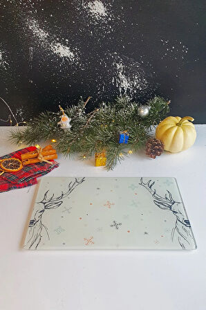 Cam Kesme Tahtası - Cam Kesme Tablası | Krem Geyikli 20cm x 30cm