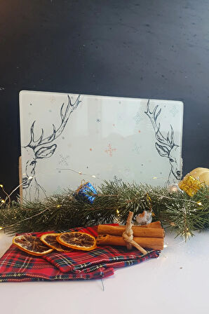 Cam Kesme Tahtası - Cam Kesme Tablası | Krem Geyikli 20cm x 30cm