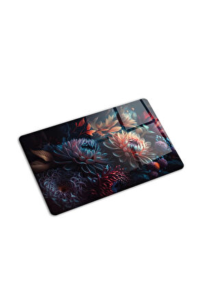 Cam Kesme Tablası - Cam Kesme Tahtası | Dark Flowers | 20cm x 30cm