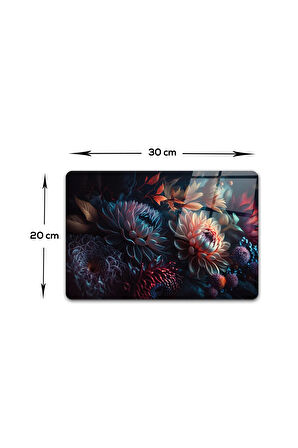 Cam Kesme Tablası - Cam Kesme Tahtası | Dark Flowers | 20cm x 30cm