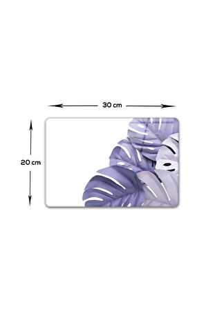 Cam Kesme Tahtası - Cam Kesme Tablası | Mor yapraklar Beyaz Fon | 20cm x 30cm