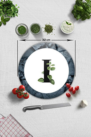 Cam Kesme Tahtası - Cam Kesme Tablası | Harfli Tasarım |I Harfi | Çap32cm