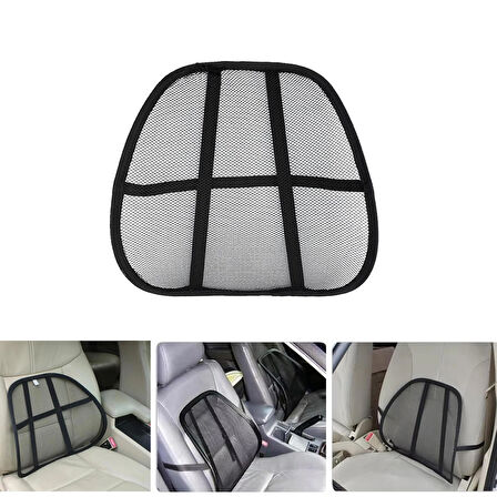 Microcase Ortopedik Sırt Bel Minderi Fileli Destekli Ayarlanabilir Araba Koltuk Sandalye 1 Adet SİYAH AL5380