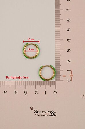 Yeşil Mineli Çelik Halka Küpe