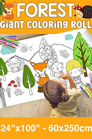 30 CM Safari Dev Boy Boyama Kağıdı - Animals Kids Coloring Roll - Jumbo Painting Paper Roll for Kids