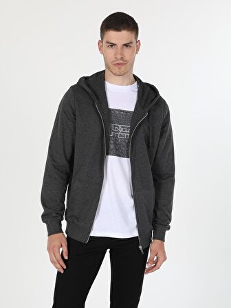 Regular Fit Kapişonlu Antrasit Erkek Sweatshirt