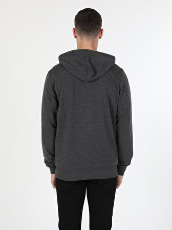 Regular Fit Kapişonlu Antrasit Erkek Sweatshirt
