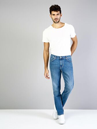045 Davıd Orta Bel Rahat Paça Regular Fit Mavi Erkek Jean Pantolon