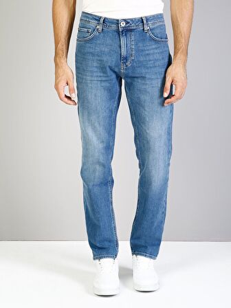 045 Davıd Orta Bel Rahat Paça Regular Fit Mavi Erkek Jean Pantolon