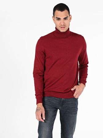 Slim Fit Balikci Erkek Kırmızı Kazak