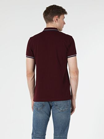 Regular Fit Polo Yaka Erkek Bordo Polo Kısa Kol