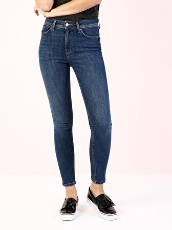 760 Dıana Yüksek Bel Dar Paça Super Slim Fit Mavi Kadın Jean Pantolon