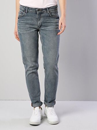 891 Maya Orta Bel Daralan Paça Slim Fit Mavi Kadın Jean Pantolon