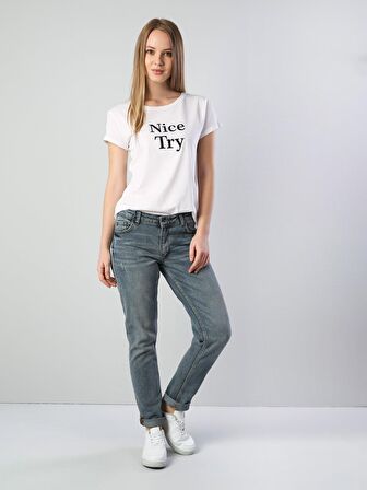 891 Maya Orta Bel Daralan Paça Slim Fit Mavi Kadın Jean Pantolon