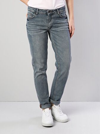 891 Maya Orta Bel Daralan Paça Slim Fit Mavi Kadın Jean Pantolon