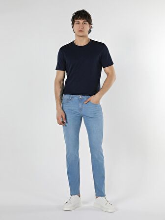 044 Karl Düşük Bel Düz Paça Straight Fit Açık Mavi Erkek Jean Pantolon