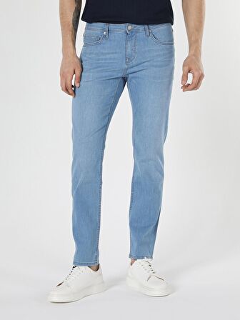 044 Karl Düşük Bel Düz Paça Straight Fit Açık Mavi Erkek Jean Pantolon