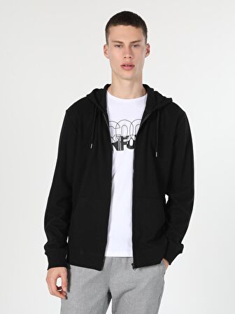 Regular Fit Erkek Siyah Sweatshirt