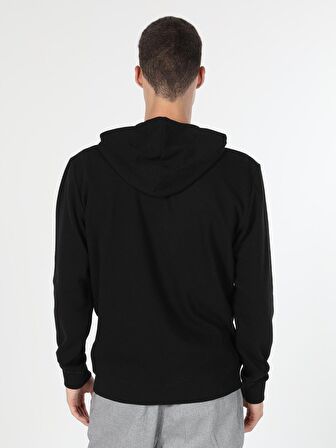 Regular Fit Erkek Siyah Sweatshirt
