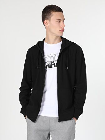 Regular Fit Erkek Siyah Sweatshirt
