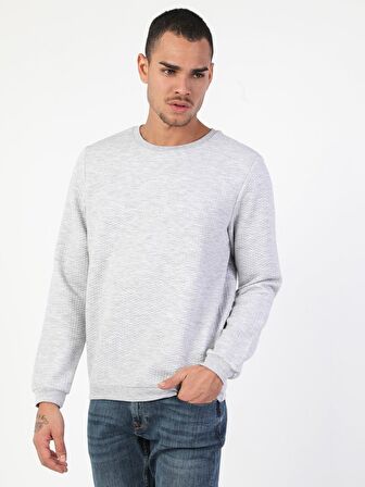 Regular Fit Erkek Gri Melanj Sweatshirt